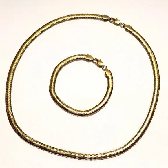 18k Gold Plated Necklace & Bracelet Snake Chain Birthday Valentine's Gift NEW!